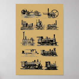 Antiek stoommotor locomotief "Steampunk" art Poster