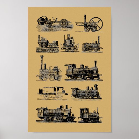 Antiek stoommotor locomotief "Steampunk" art Poster (Voorkant)