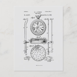 Antiek stopwatch, 1889 Patenttekening Briefkaart