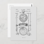 Antiek stopwatch, 1889 Patenttekening Briefkaart (Voorkant / Achterkant)