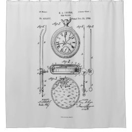 Antiek stopwatch, 1889 Patenttekening Douchegordijn