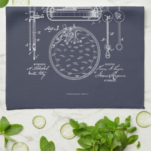 Antiek stopwatch, 1889 Patenttekening Theedoek (Gevouwen)