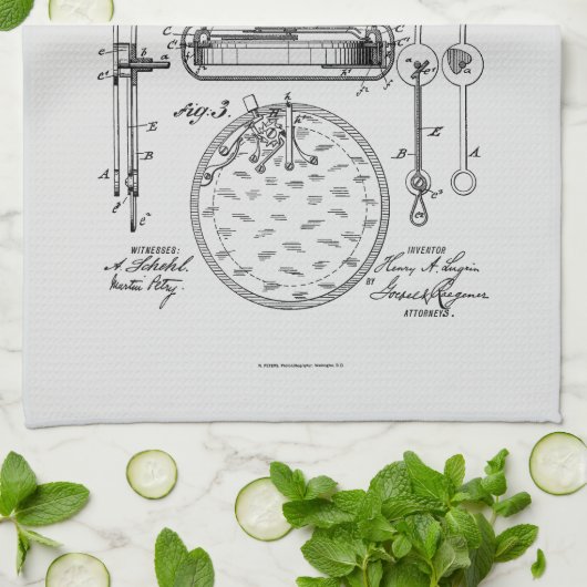 Antiek stopwatch, 1889 Patenttekening Theedoek (Gevouwen)