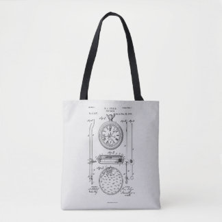 Antiek stopwatch, 1889 Patenttekening Tote Bag