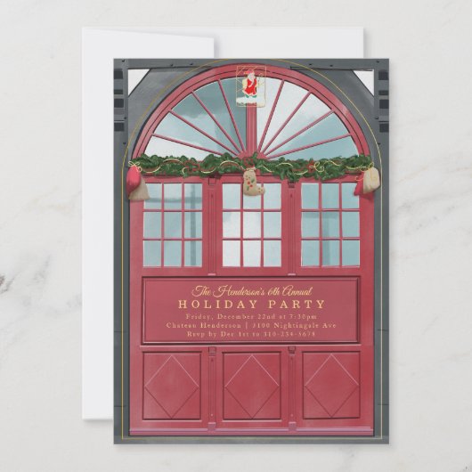 Antiek Storefront Illustration Holiday Party Kaart (Voorkant)