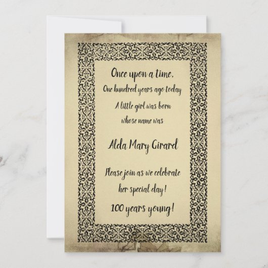 Antiek Storybook Page Centenarian 100th Birthday (Voorkant)