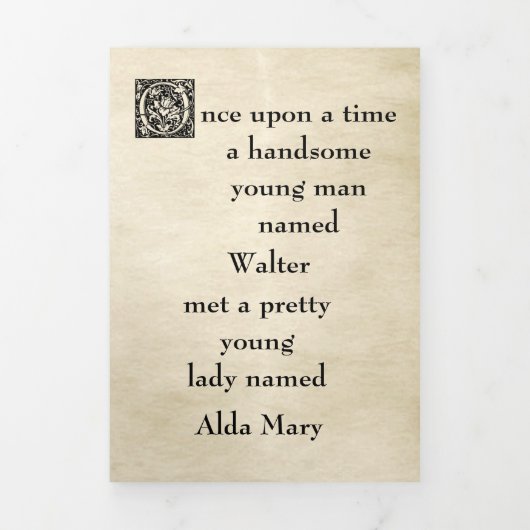 Antiek Storybook Style Foto 75e Jubileum Drieluik Uitnodiging (Cover)