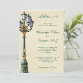 Antiek straatlamp islamitische moslim bruiloft Kaart (Staand voorkant)