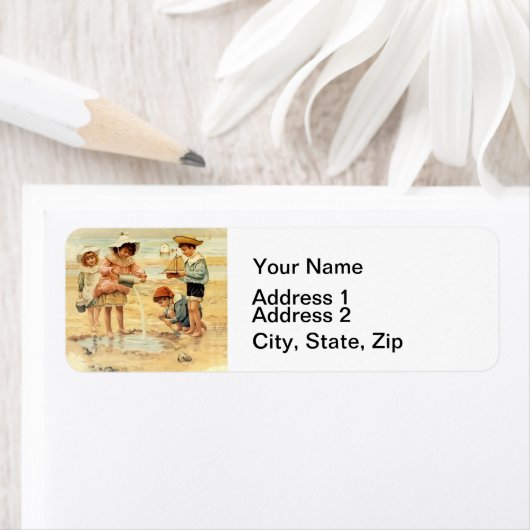  Antiek Strand Jongen Meisje Kinderen Fine Art Etiket (Insitu)