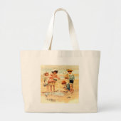 Antiek Strand Jongen Meisje Kinderen Fine Art Grote Tote Bag (Voorkant)