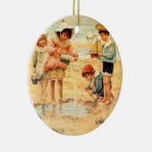 Antiek Strand Jongen Meisje Kinderen Fine Art Keramisch Ornament (Rechts)
