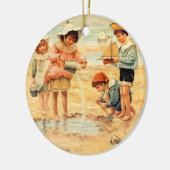 Antiek Strand Jongen Meisje Kinderen Fine Art Keramisch Ornament (Links)
