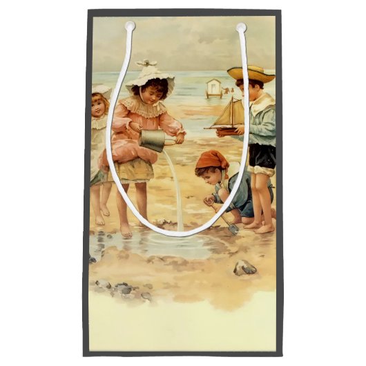  Antiek Strand Jongen Meisje Kinderen Fine Art Klein Cadeauzakje (Voorkant)