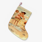  Antiek Strand Jongen Meisje Kinderen Fine Art Kleine Kerstsok (Voorkant (Hangend))