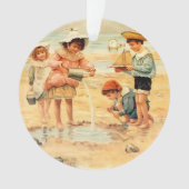  Antiek Strand Jongen Meisje Kinderen Fine Art Ornament (voorkant)