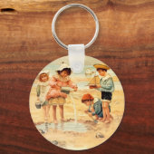  Antiek Strand Jongen Meisje Kinderen Fine Art Sleutelhanger (Voorkant)