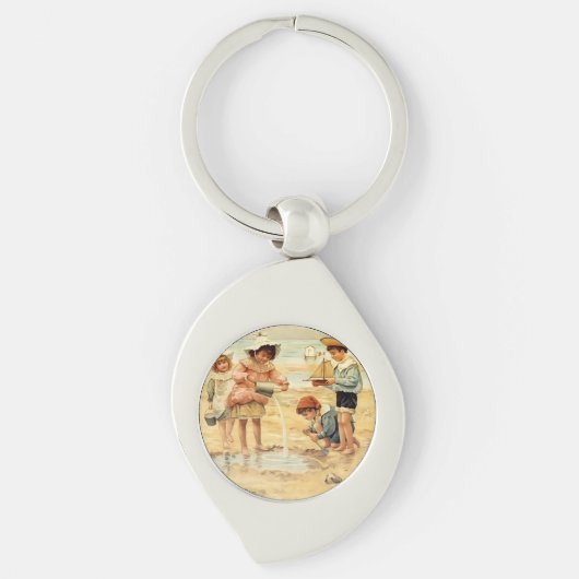  Antiek Strand Jongen Meisje Kinderen Fine Art Sleutelhanger (Voorkant)