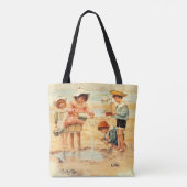  Antiek Strand Jongen Meisje Kinderen Fine Art Tote Bag (Achterkant)