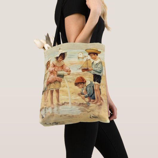  Antiek Strand Jongen Meisje Kinderen Fine Art Tote Bag (Dichtbij)