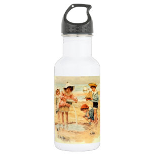  Antiek Strand Jongen Meisje Kinderen Fine Art Waterfles