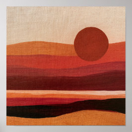 Antiek strand zonsondergang print kust decoratie
