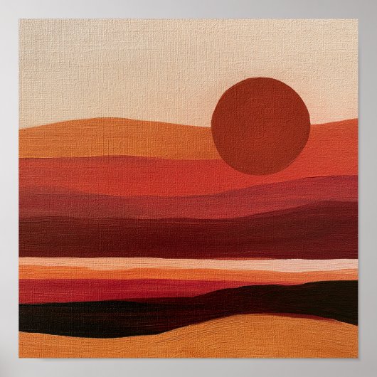 Antiek strand zonsondergang print kust decoratie (Voorkant)