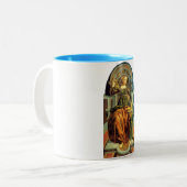 ANTIEK STREEFCIJFERS 14 / TEMPERANTIE TWEEKLEURIGE KOFFIEMOK (Voorkant links)