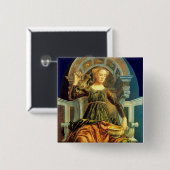 ANTIEK STREEFCIJFERS 14 / TEMPERANTIE VIERKANTE BUTTON 5,1 CM (Voorkant /achterkant)