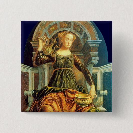 ANTIEK STREEFCIJFERS 14 / TEMPERANTIE VIERKANTE BUTTON 5,1 CM (Voorkant)