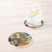 ANTIEK STREEFCIJFERS 14 / TEMPERANTIE ZANDSTEEN ONDERZETTER (Zijkant)