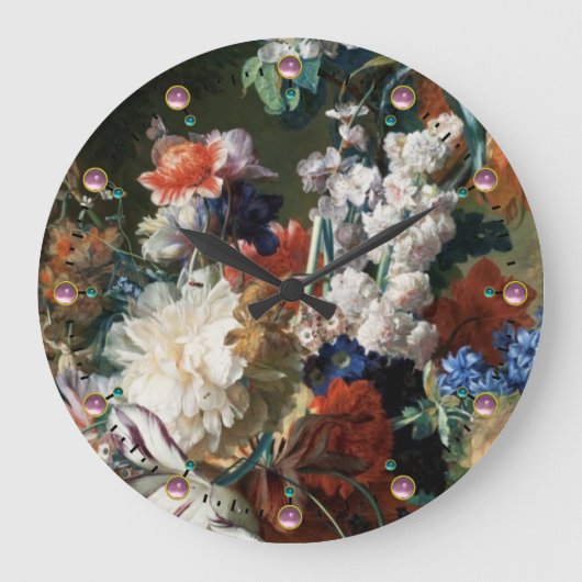 ANTIEK STROOMAFLORAAL, PINK RED ANEMONES WHITE FLO GROTE KLOK (Voorkant)