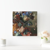 ANTIEK STROOMAFLORAAL, PINK RED ANEMONES WHITE FLO VIERKANTE KLOK (Huis)