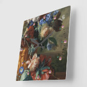 ANTIEK STROOMAFLORAAL, PINK RED ANEMONES WHITE FLO VIERKANTE KLOK (Hoek)