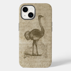 Antiek struisvogelscript grunge papier Case-Mate iPhone 14 hoesje