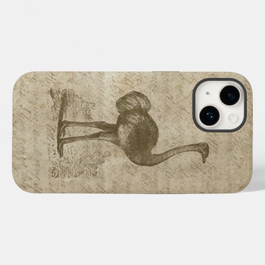 Antiek struisvogelscript grunge papier Case-Mate iPhone case (Achterkant (horizontaal))