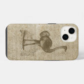 Antiek struisvogelscript grunge papier iPhone hoesje (Achterkant horizontaal)