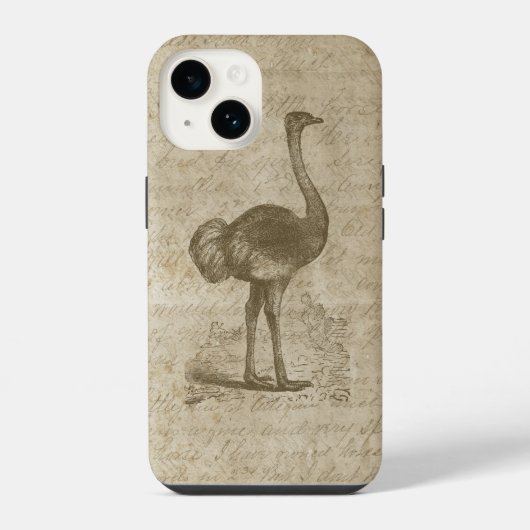 Antiek struisvogelscript grunge papier iPhone hoesje (Achterkant)