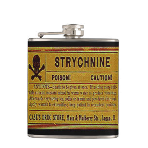 Antiek Strychnine Vergiftigingslabel Heupfles