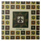 Antiek stuitolievleur de Lis (groen) Tegeltje (Voorkant)