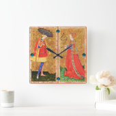 ANTIEK STUKKEN / PAGINA EN MAID VAN KUPS VIERKANTE KLOK (Huis)