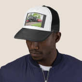 Antiek stuurmachinetraining donkergrijs trucker pet (In situ)