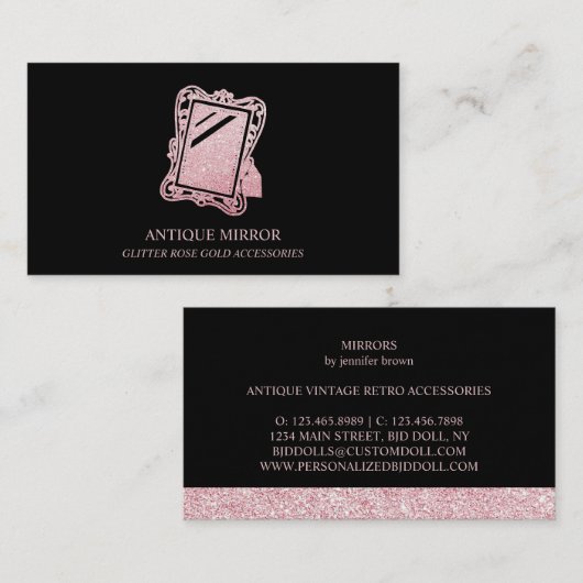 Antiek tabelspiegel visitekaartje (Voorkant / Achterkant)