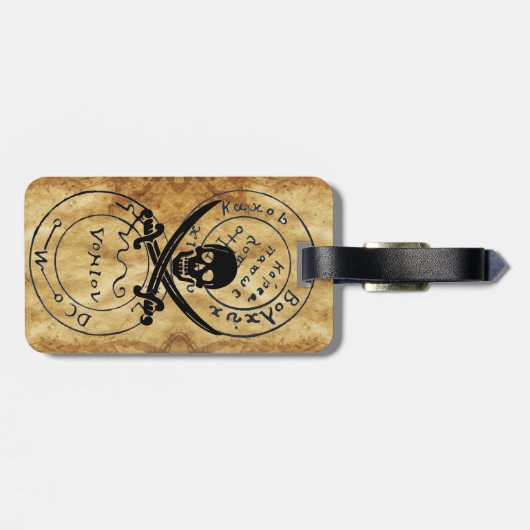 ANTIEK TALISMAN/PIRAAT-BEHANDELING MAPS PARCHMENT BAGAGELABEL (Achterkant horizontaal)