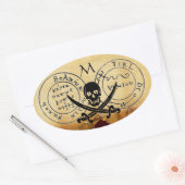 ANTIEK TALISMAN/PIRAAT TREASURE MAP OVALE STICKER (Envelop)