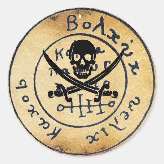 ANTIEK TALISMAN/PIRAAT TREASURE MAP RONDE STICKER (Voorkant)
