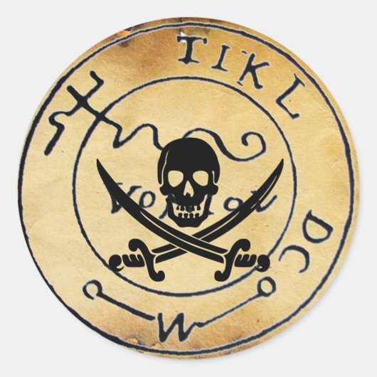 ANTIEK TALISMAN/PIRAAT TREASURE MAP RONDE STICKER (Voorkant)