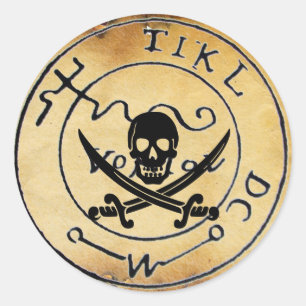 ANTIEK TALISMAN/PIRAAT TREASURE MAP RONDE STICKER