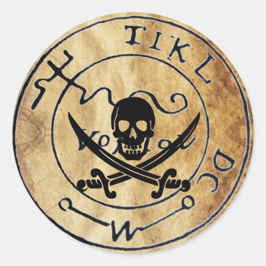 ANTIEK TALISMAN/PIRAAT TREASURE MAP RONDE STICKER (Voorkant)