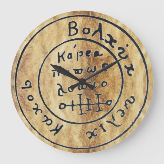 ANTIEK TALISMAN / PIRATEN BEHANDELING KAART PARCHM GROTE KLOK (Voorkant)