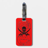ANTIEK TALISMAN / PIRATEN SCHATKAARTEN, Rood Bagagelabel (Achterkant verticaal)